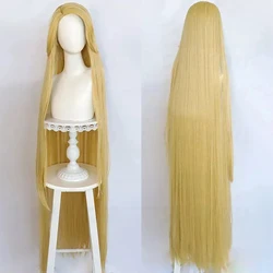 Rapunzel Cosplay Wig Movie Tangled Princess Long Blonde Straight Heat Resistant Hair Halloween Anime Role Play Wigs + Wig Cap