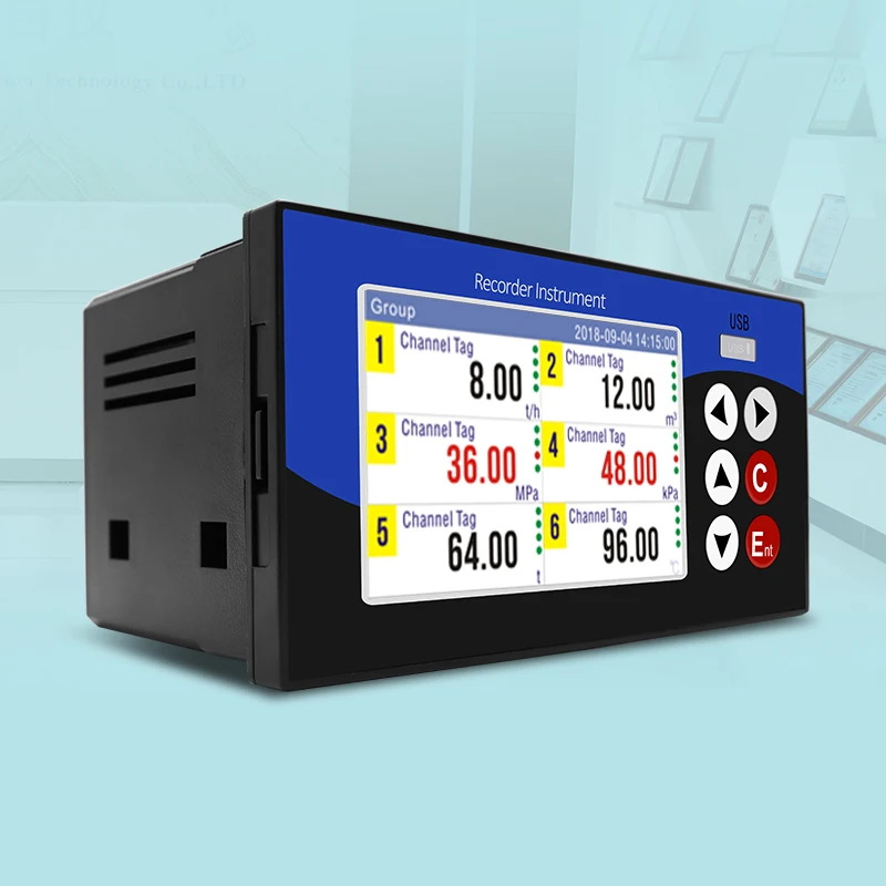 Digital Display Data Logger Temperature Flow Pressure Frequency 6-channel Data Logging test
