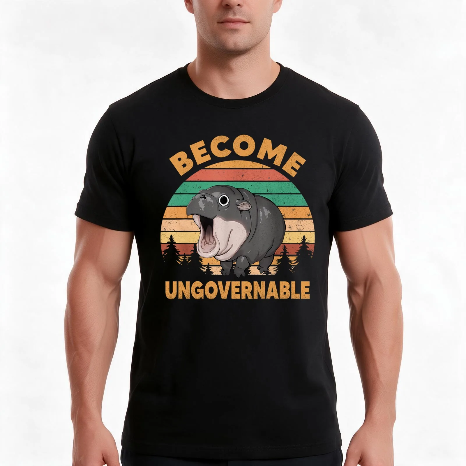 Become Ungovernable Moo Deng Baby Pygmy Hippo T-Shirt Summer Casual Cotton Tee Oversized Streetwear Tops Unisex Men Women