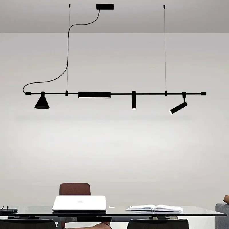 

Nordic Designer Led Chandelier Black for Office Table Dining Room Kitchen Pendant Lamps Minimalist Home Decor Lighting Fixture