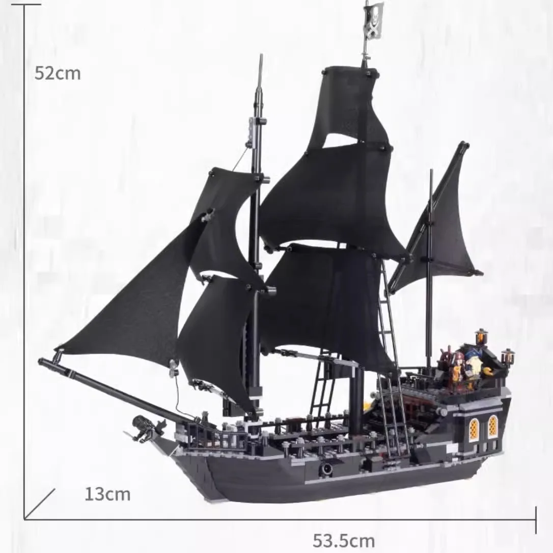 MOC 4195 Pirates The Black Pearl And Queen Anne\'s Revenge Ship Building Block Model Assemble Bricks Toys Kids Gifts Fit Set4184