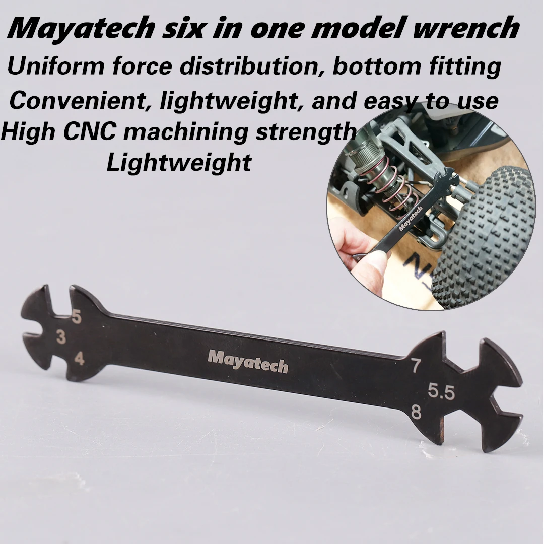 

Mayatech Six In One 6 In 1 Thin Open End Wrench RC Hudy Special Tool Wrench 3/4/5/5.5/7/8MM For Turnbuckles & Nuts Car Rc Model