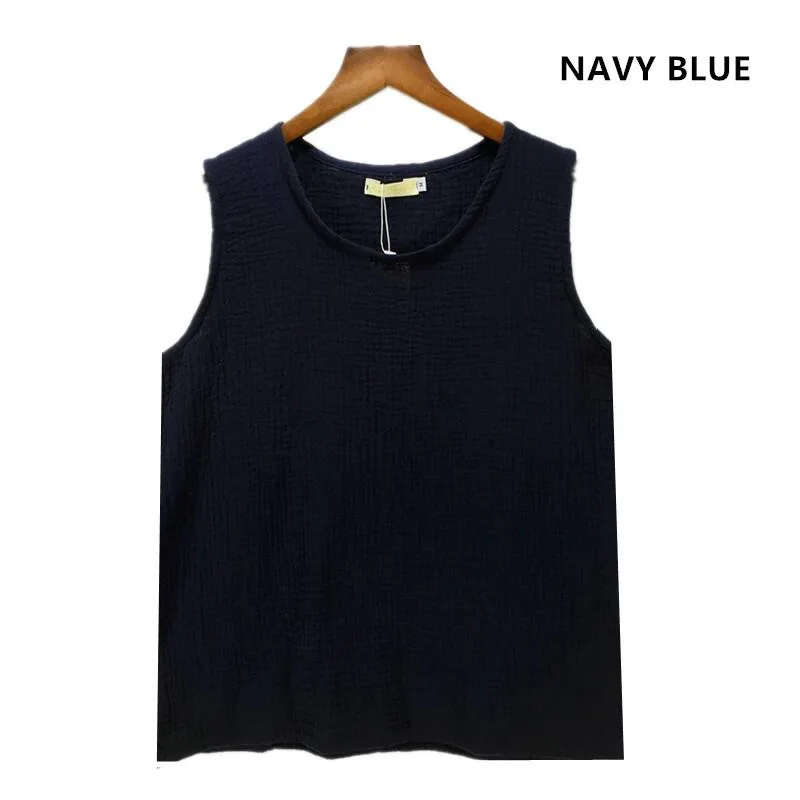 2024 New Summer Vest Sleeveless Linen Cotton Loose Women Tanks Soft Long O Neck Comfortable Vest Hot Top Casual tanks Tops