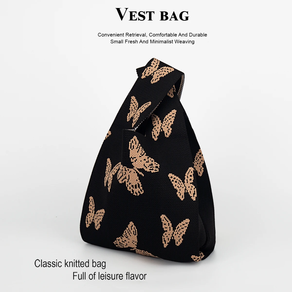 

Модная вязаная сумка Atmospheric Butterfly, подходит для поездок на работу, путешествий, пикников и кемпинга, подарок в естественном стиле для женщин, которые подарят их детей, универсальная и прочная для всех сезонов