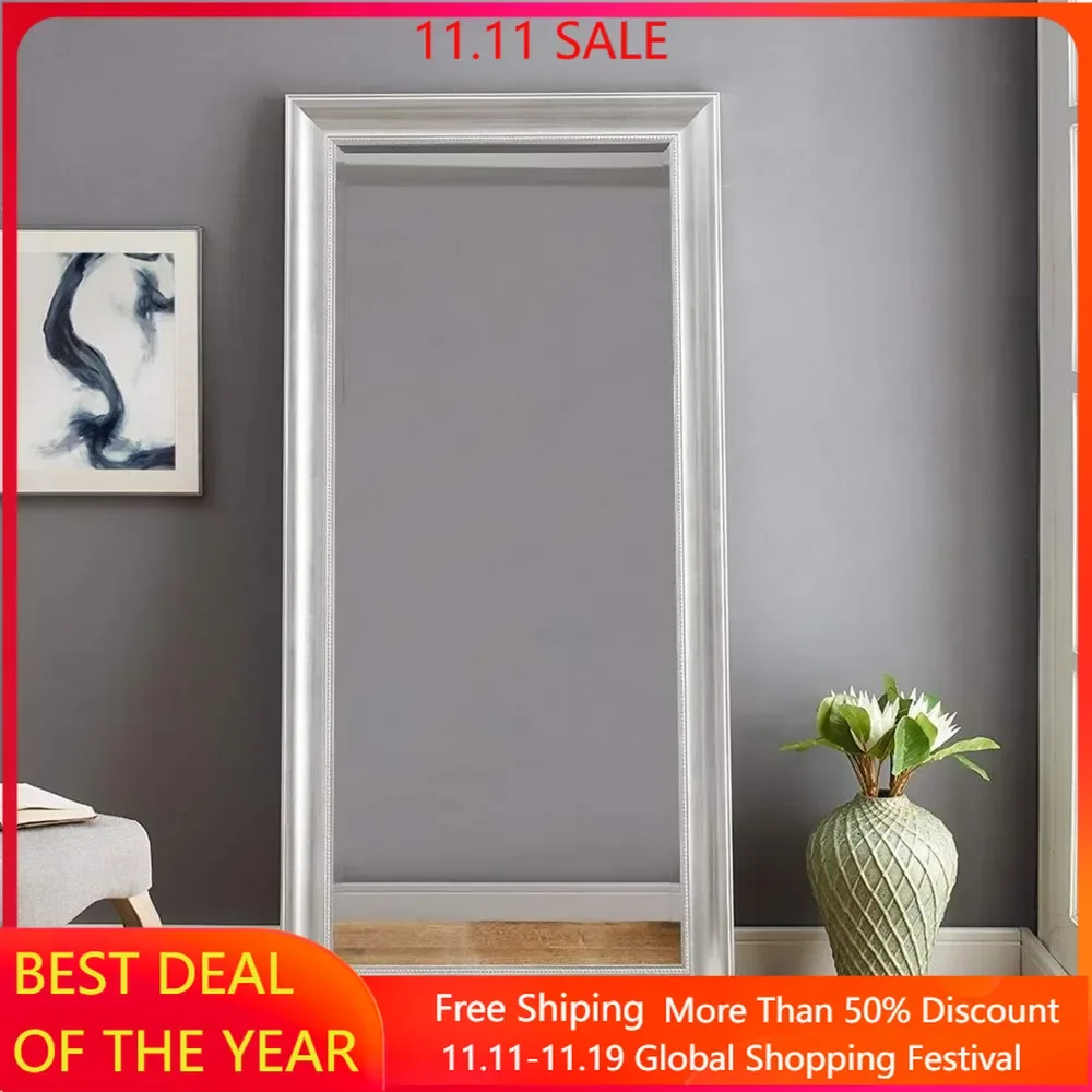 Beaded Framed Floor Floor Mirror Full Length Mirror Huge Mirrors for Bedroom Large Frame Oversize Mirrors for Floor Mirror