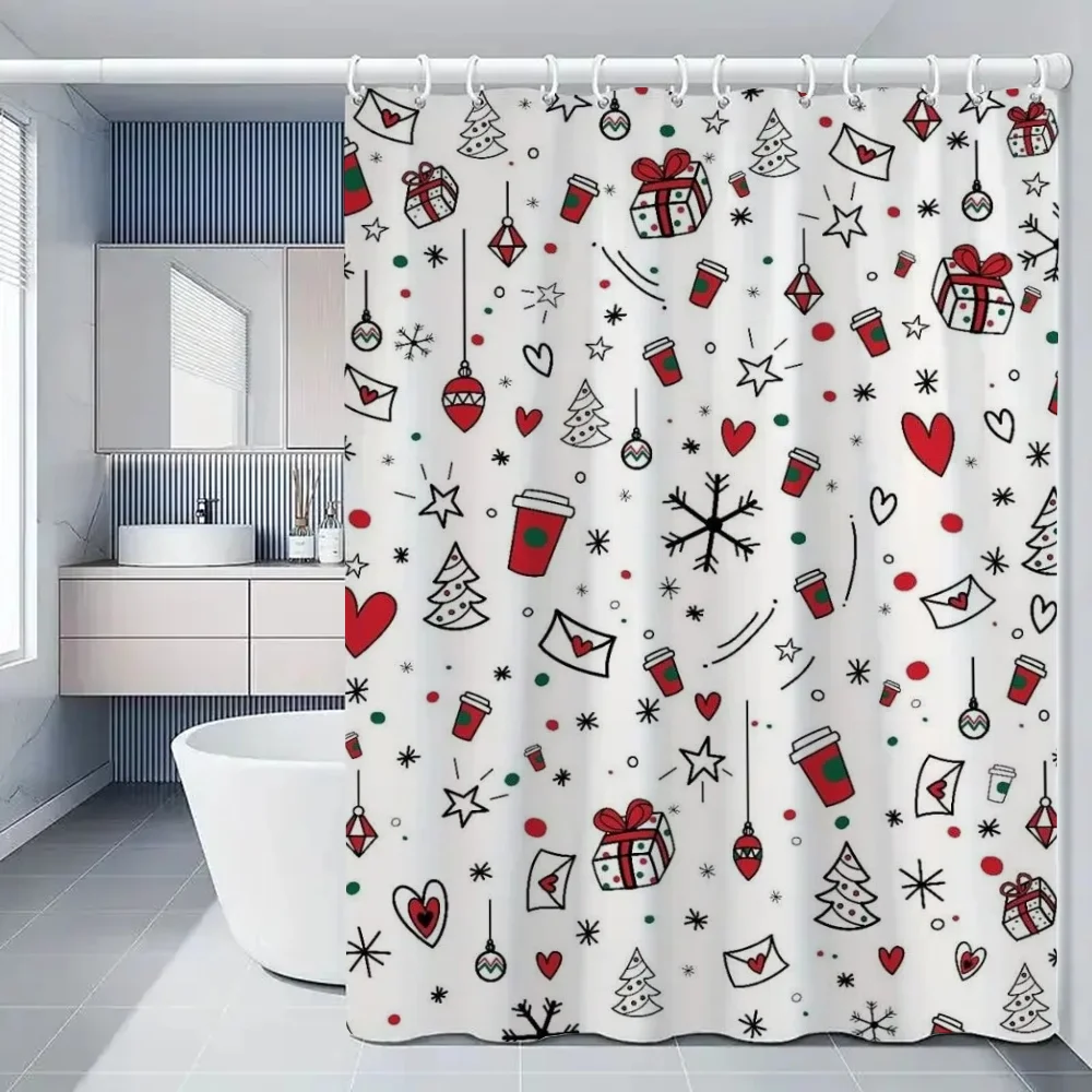 Christmas Curtains for Bedrooms Waterproof Shower Curtain Bathroom Accessories Bath the Home Fabric Shade Opaque Products Garden