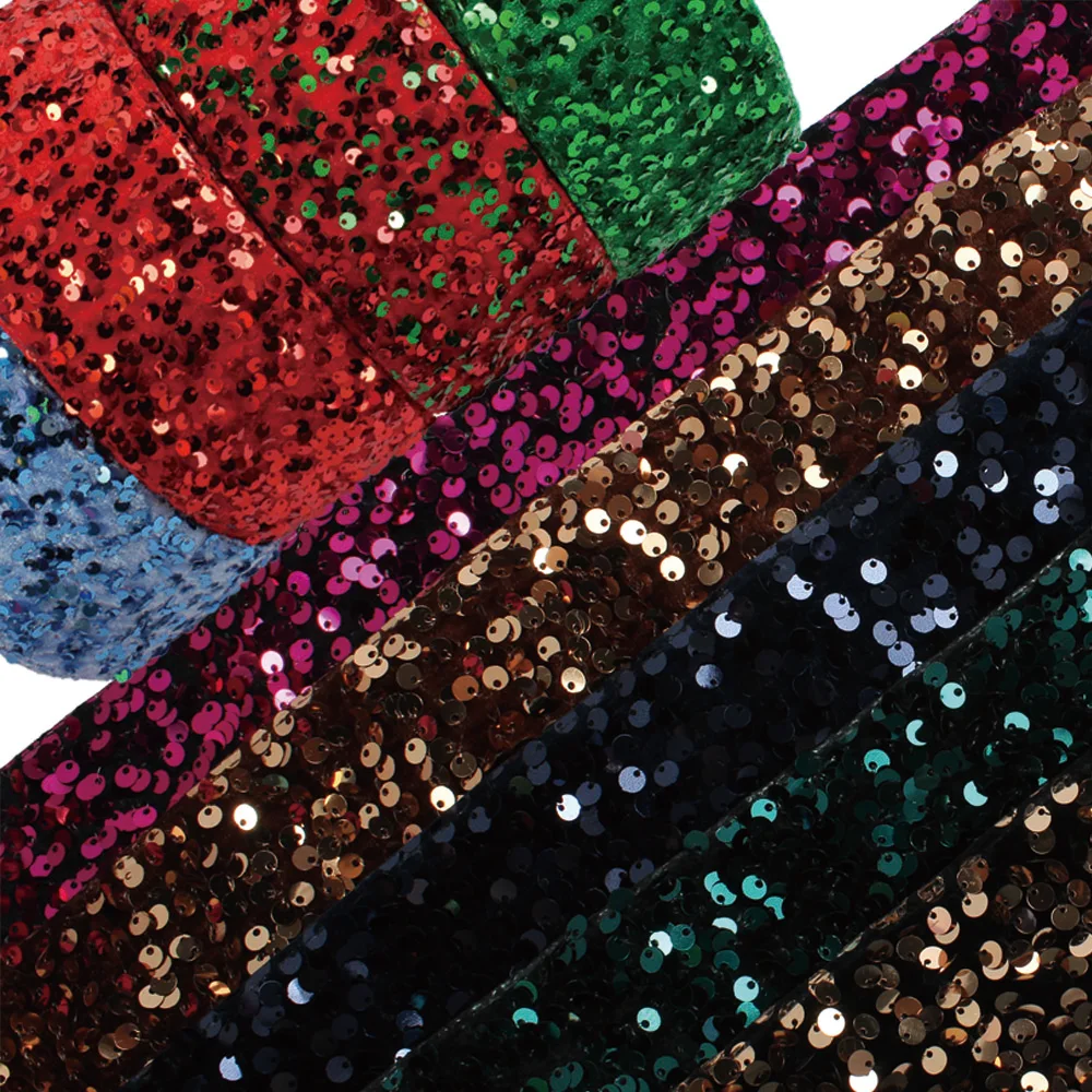 (5 yards/lot) 3 inch 75mm sequin velvet ribbon for bows diy craft decoration accessories