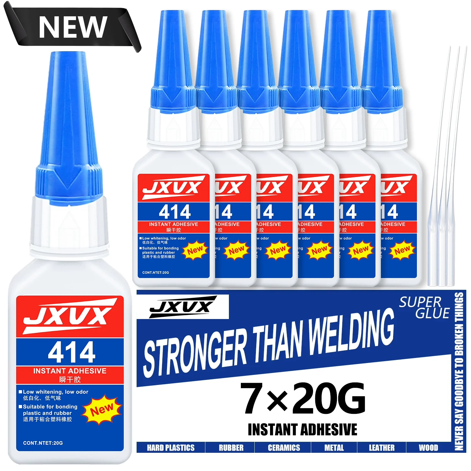 Pegamento instantáneo de gran capacidad (20 g), adhesivo de cianoacrilato, adhesivo de cianoacrilato de secado rápido, para cuero, goma, vidrio, madera, metal, herramienta adhesiva líquida, pegamento líquido superresis