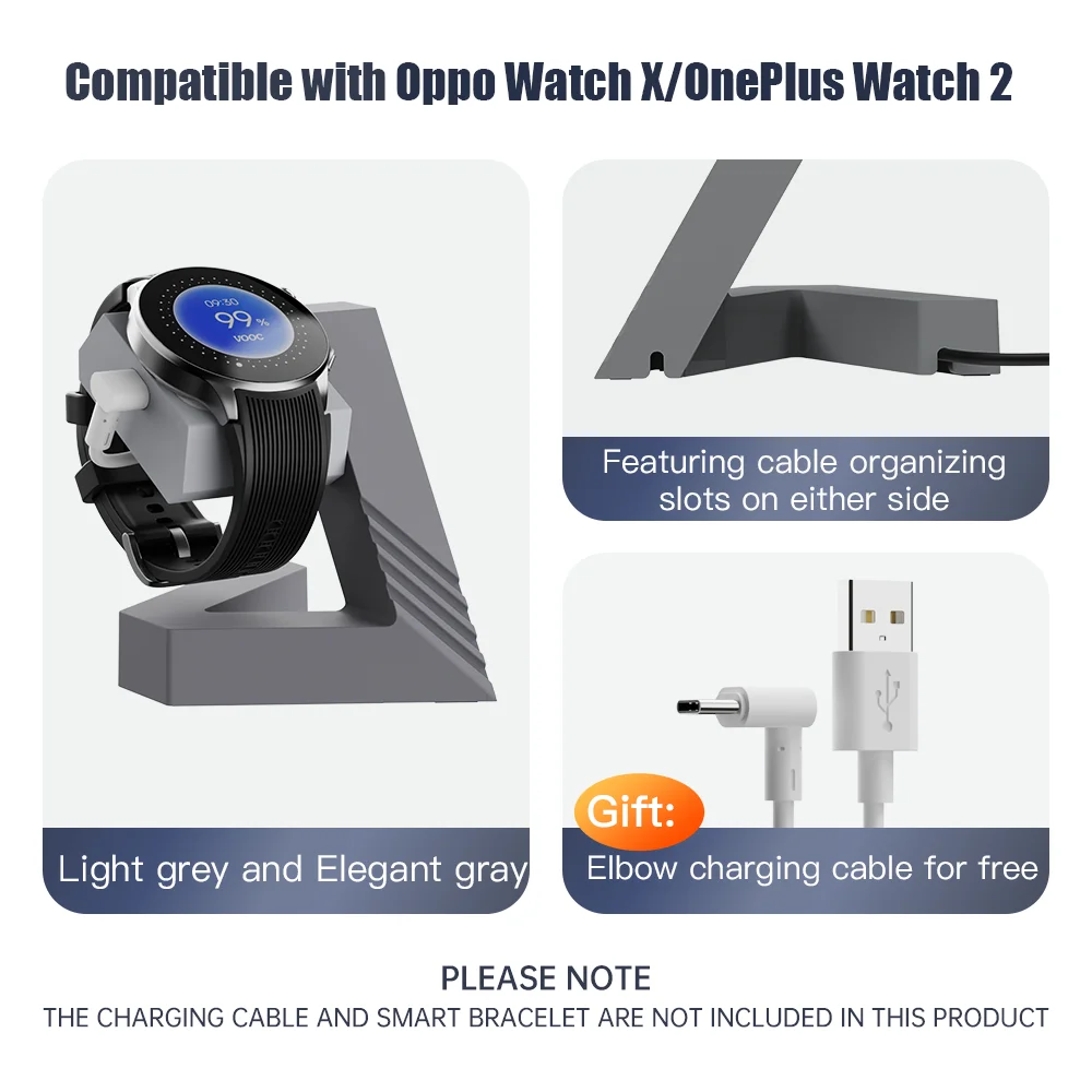 SIKAI Smart Watch Charger Stand for OPPO WatchX/Oneplus Watch 2/2R Holder Dock Charger Station With  OPPO WatchX Charge Cable