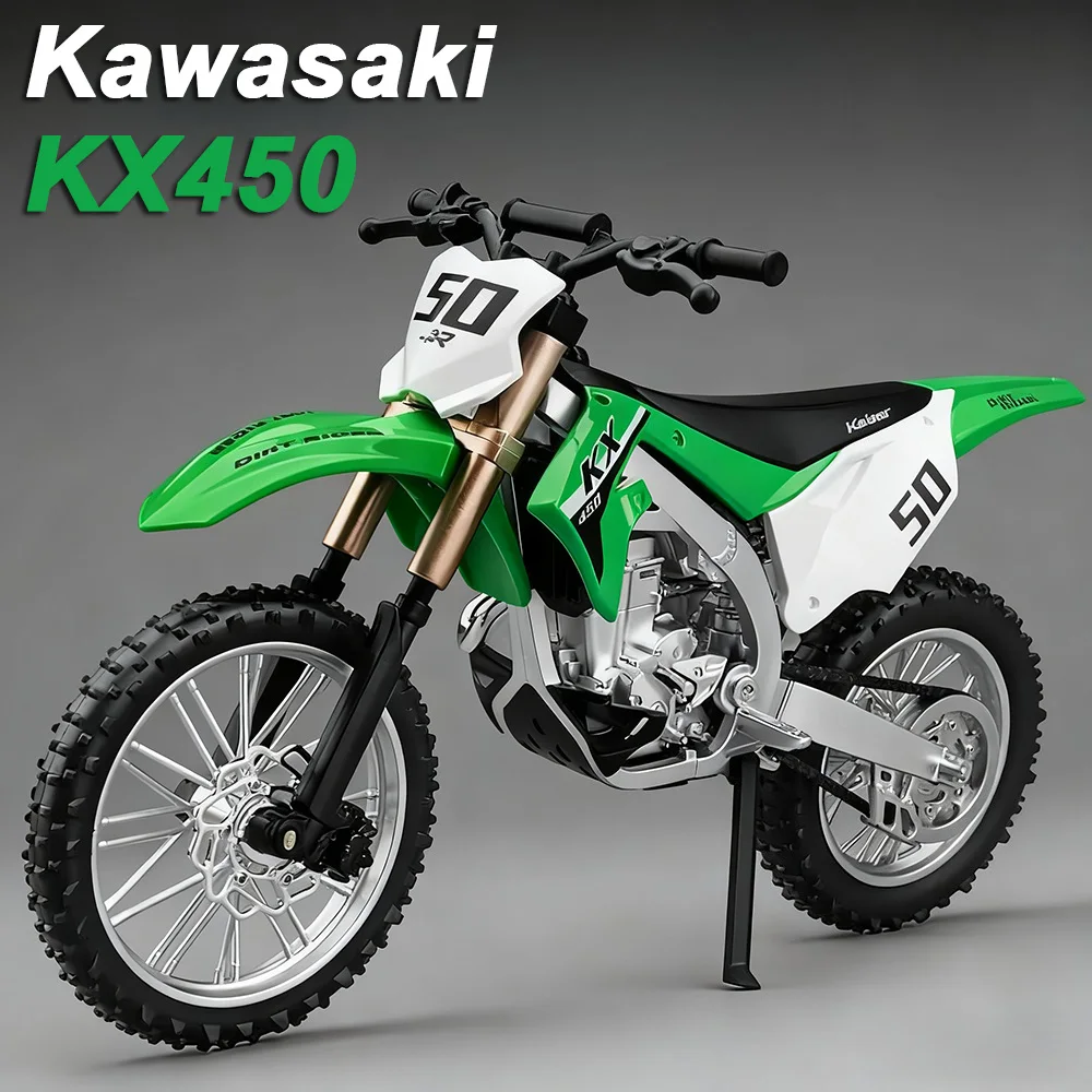 1:12 가와사키 KX450 닌자 400 합금 다이캐스트 오토바이 모델 장난감 자동차 앞바퀴 연결 충격 흡수 오토바이 어린이 선물