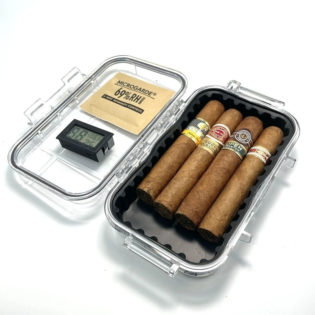 

Прозрачная коробка для хранения сигар — герметичный хьюмидор для улицы, компактный и влагостойкий