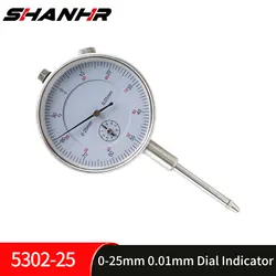Shahe 0-25mm 0.01mm comparatore con aletta comparatore posteriore indicatore di prova preciso strumento di risoluzione 0.01mm comparatore