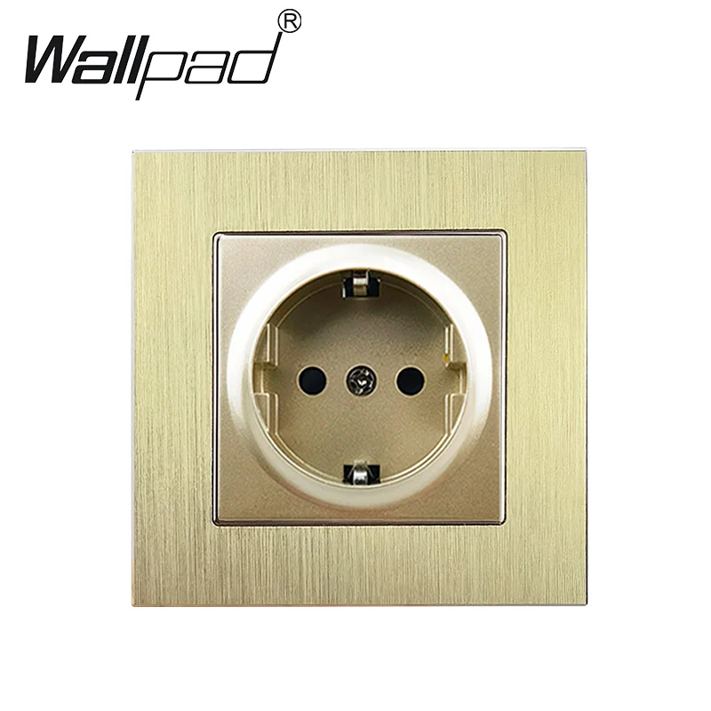 EU Gold 16A  Power Socket with USB Type C Outlet Wallpad Brushed Metal Aluminium Panel Outlet Sockets