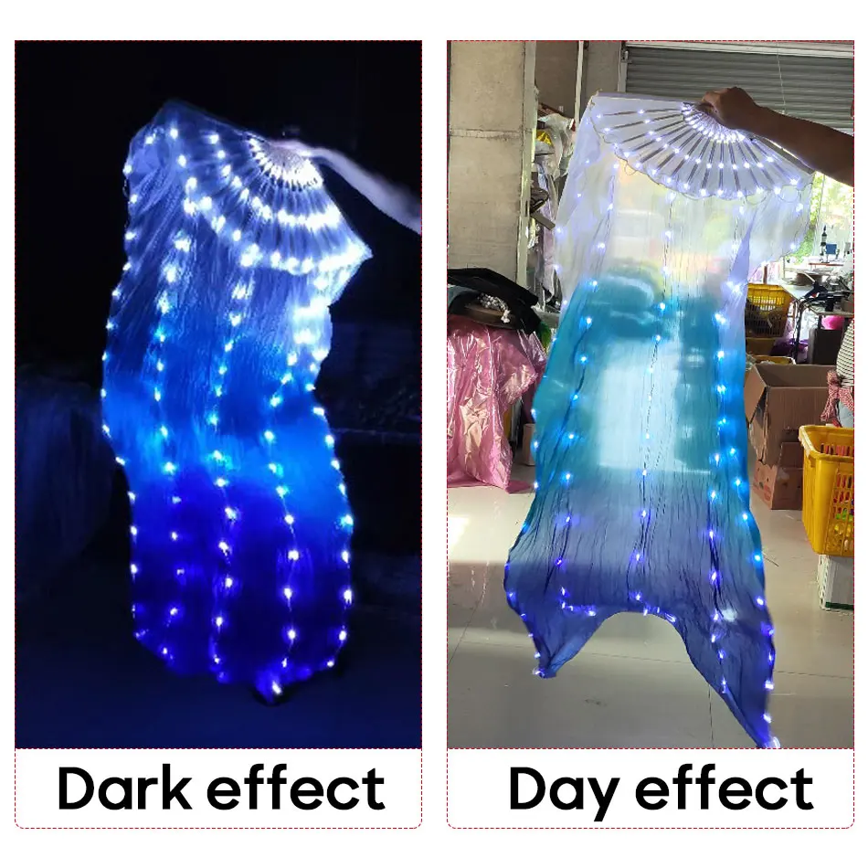 Belly Dance Accessories Electric LED Veil Fan Real Silk Fan For Belly Dance Adult Stage Performance Carnival Personal Practice