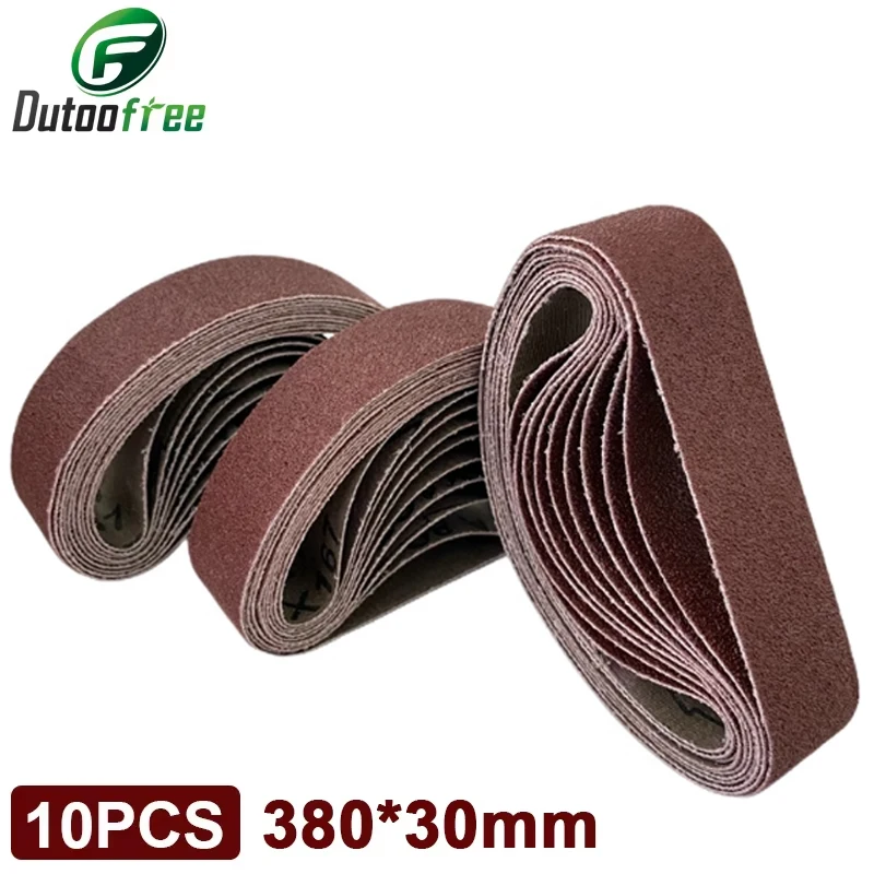 

10PCS/Set 380*30mm Abrasive Belt Sanding Belts 60-1000 Grits for Wood Soft Metal Polishing Belt Sander Abrasive Tool