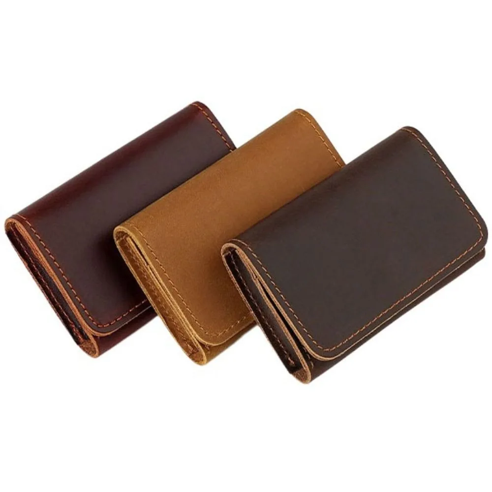 Simple Leather PU Cowhide Short Wallet Solid Color Korean Style Men Short Wallet Small Coin Purse Card Holder Men
