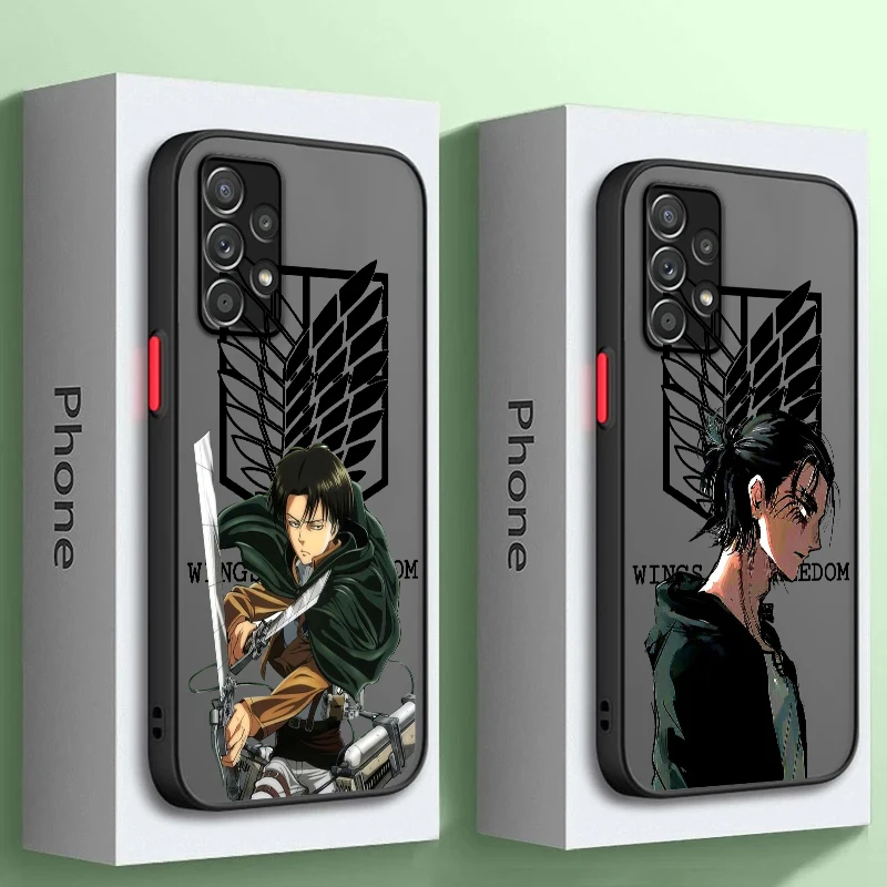 

Anime Attack On Titan Art Frosted Translucent For Samsung Galaxy S24 S23 S22 S21 S20 FE S10 S9 S8 Plus Ultra Pro 5G Cover