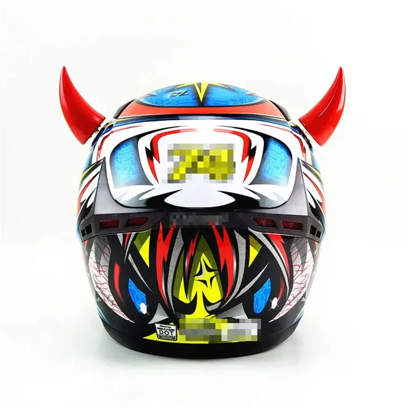 Motorcycle Helmet Devil Horn Silicone Suction Funny Decorate Automobile Decoration Electric Vehicle Round Lamp Devil Cow Horn