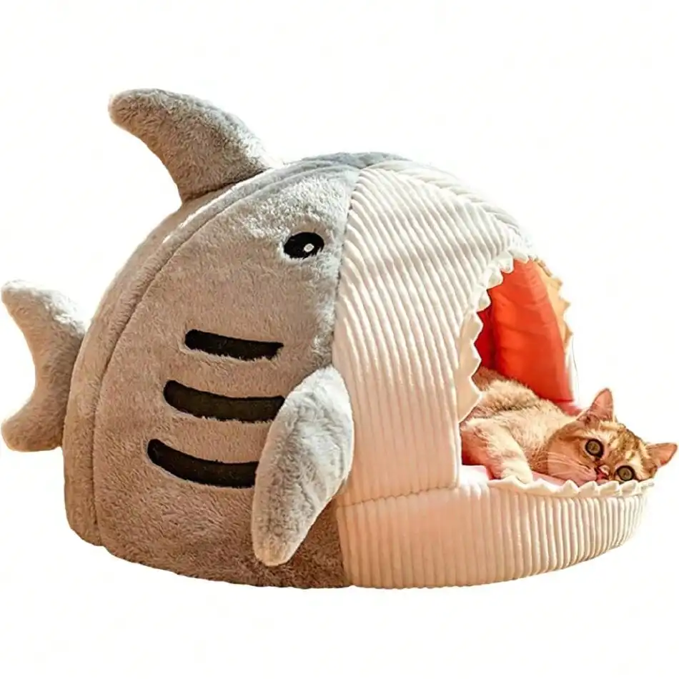 

Фигурная лежанка-домик для кошек и собак, теплая, мягкая, удобная, полузакрытая, серая, маленькая, 28012741