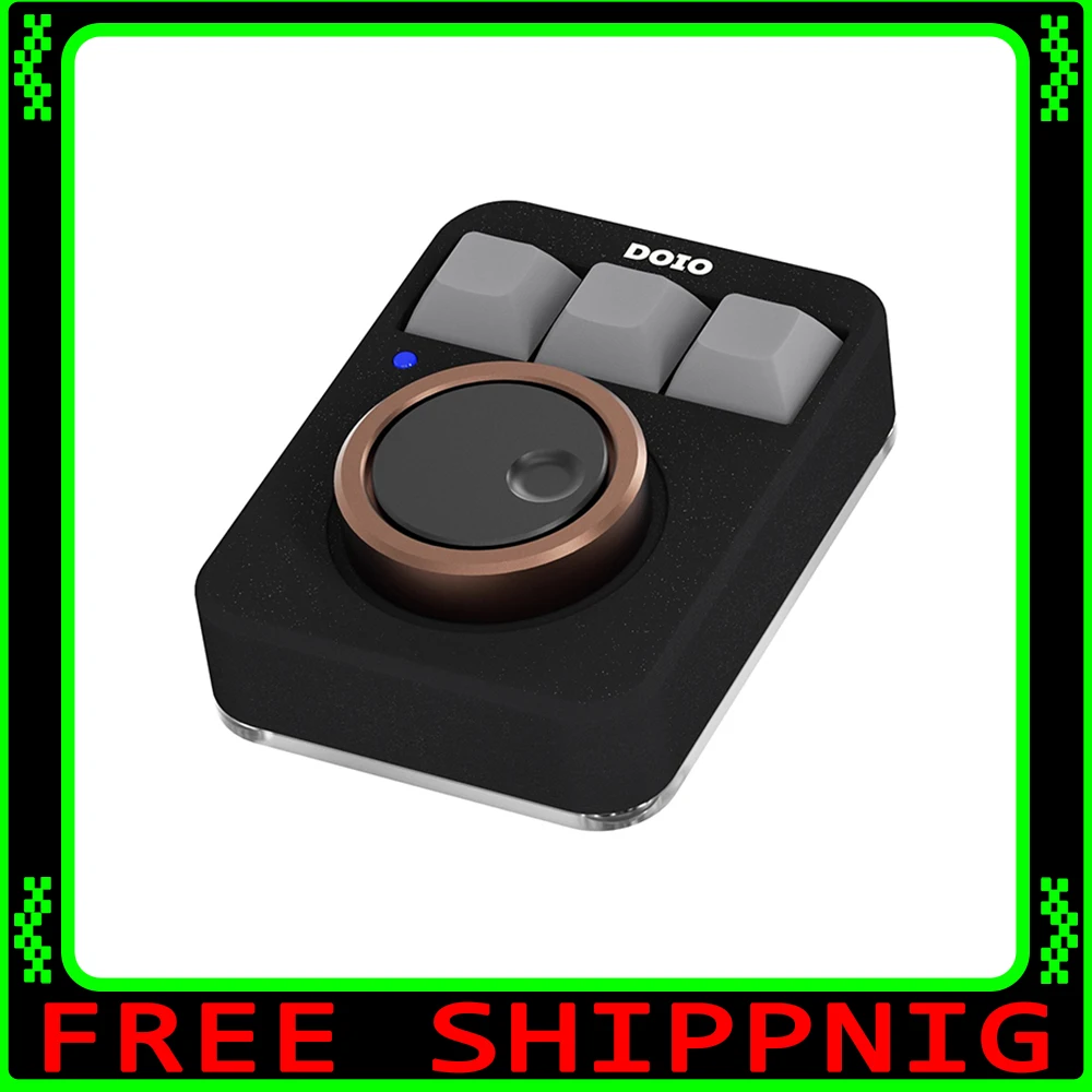 DOIO KB03-01 Mechanical Keyboard Aluminum Alloy Double Knob RGB Custom Volume QMK VIA Mini Keyboard Keypad Gift