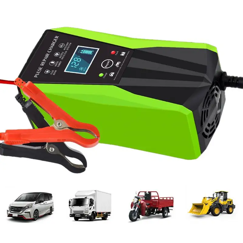 

Portable Car Battery Charger 12V Car Battery Tester Intelligent LCD Display Automobile Battery Maintainer Pulse Repair Starter