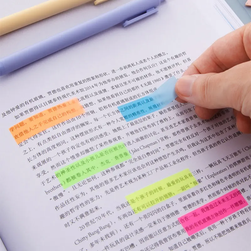 JCD 100 200 Sheets Sticky Notes Memo Pad Notes Index Transparent Post Stickers Bookmarks Notepad School Office Supplies