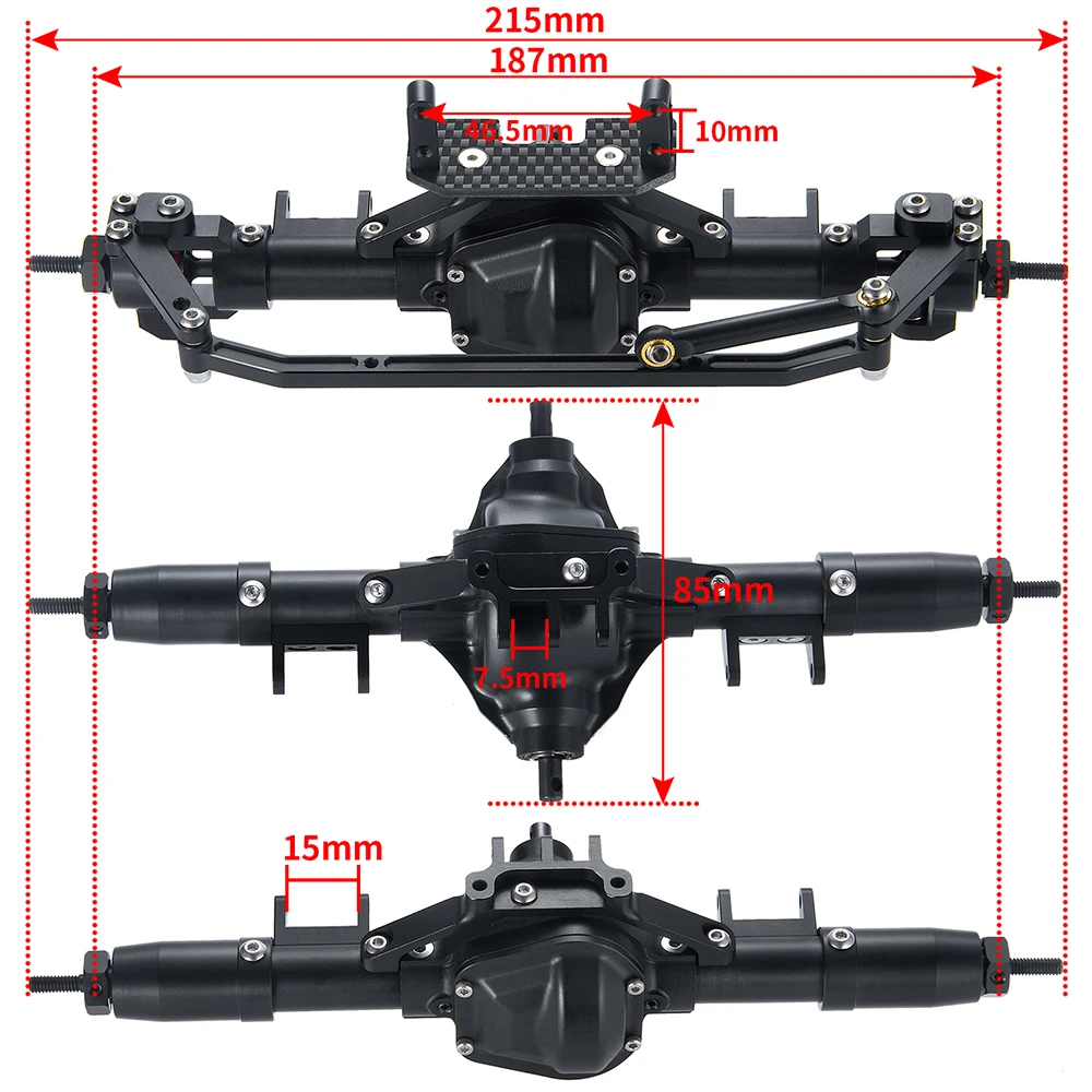 Asse posteriore centrale anteriore in metallo AXSPEED per parti di aggiornamento per auto cingolate Axial SCX10 RC 1/10