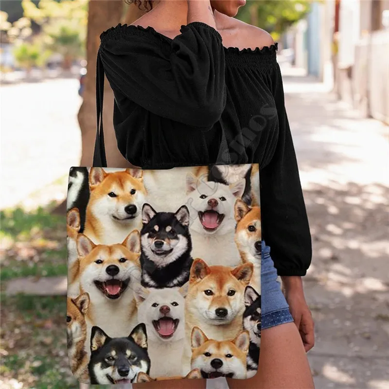 

A Bunch Of Shiba Inus Tote Bag 3D Print Handle Storage Shopper Bag Funny Foldable Reusable Tote Multipurpose 14Style dog pattern