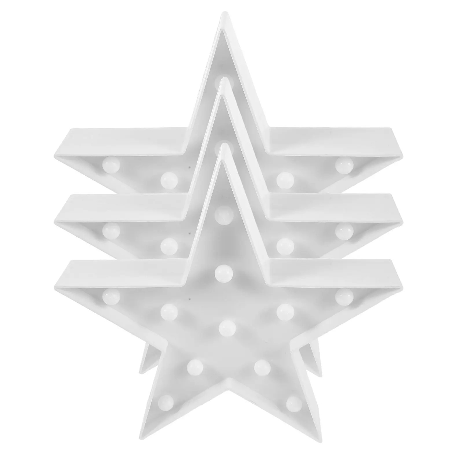 3Pcs Star Shaped Yard Lights Battery Powered Star Lamp Warm White Night Light for Kids Room Birthday Wedding Holiday