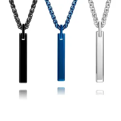 TUNGSTEN Pendant Necklace for Men Male Long Bar Twisted Chain Black Blue Silver Color Stainless Steel Fashion Jewelry Gift