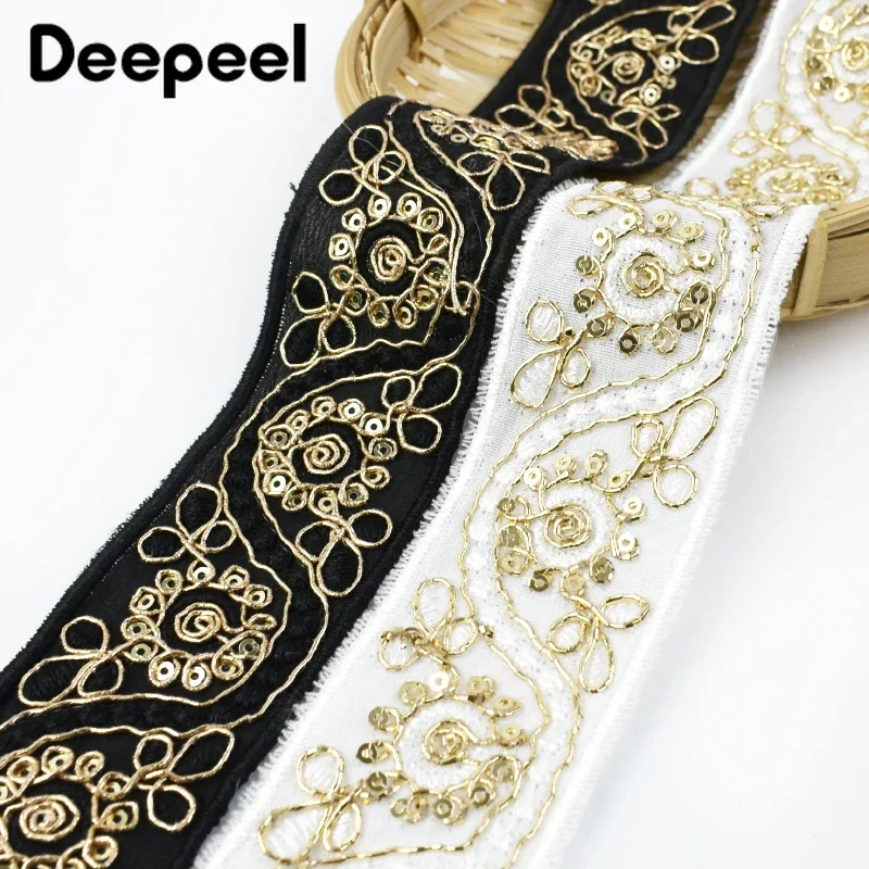 

3/6Meters Deepeel 4cm Jacquard Lace Trim Embroid Laces Fabric for Home Textile Clothes Wedding Dresses Ribbon Sewing Accessories