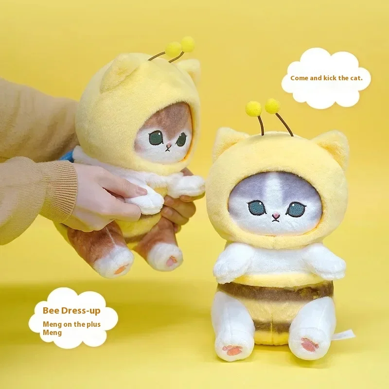 Original Mofusand Cat & Bee Cute Shark Cats Plushies Cos 20cm 8inch Bee Series Kawaii Soft Stuffed Plush Toy Gift For Kids