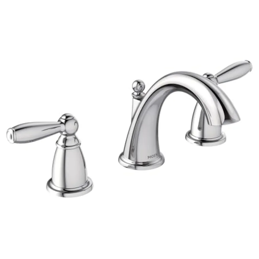 

Brant Chrome Two-Handle High Arc Widespread Bathroom Sink Faucet for 3-Hole Setups with Valve Included TV6620