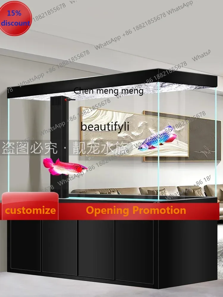 ss7486 Medium and Large Dragon Fish Tank Super White Glass Aquarium Living Room Home Screen Bottom Filter