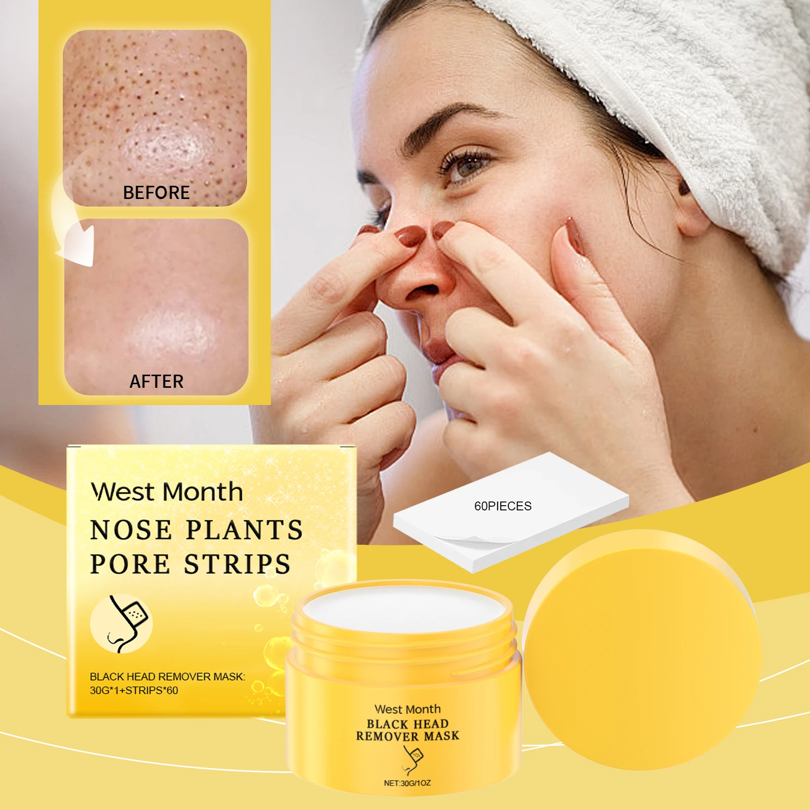 黒ずみ除去マスクと鼻毛穴ストリップ – 黒ずみ、白ニキビ、毛穴の詰まりを解消するディープクレンジングピールオフマスク