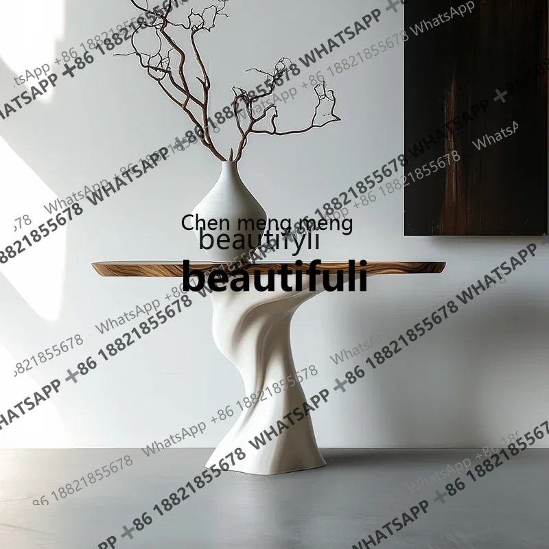 X Q Minimal light luxury solid wood entrance table   against the wall, high-end entrance platform, creative art end platform