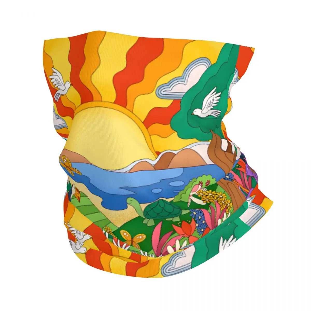 Psychedelic Vivid Landscape Inspire Neck Gaiter Face Scarf Cover Neck Gaiter Men Women Bandana Scarf Thin Summer