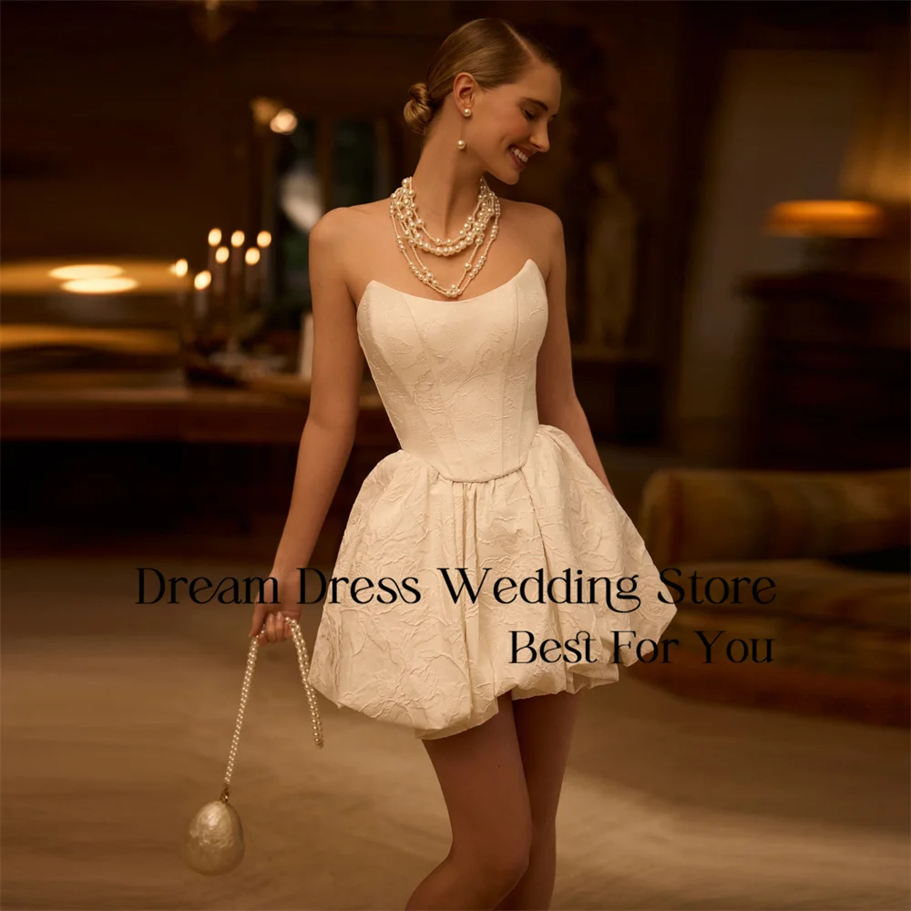 DREAM Modern Short A-Line Wedding Dress Women 2025 Pleat Sleeveless Open Back Boat-Neck Bridal Gown Vestidos De Noiva Customized