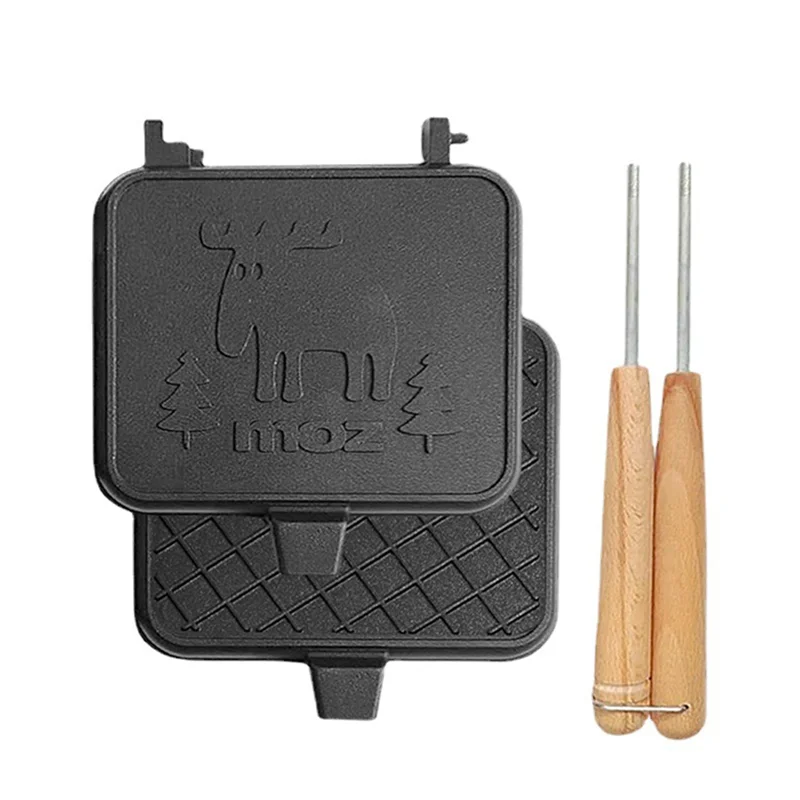 

A08F-Double-Sided Sandwich Pan Non-Stick Foldable Grill Frying Pan For Bread Toast Breakfast Machine Pancake Kitchen Supplies