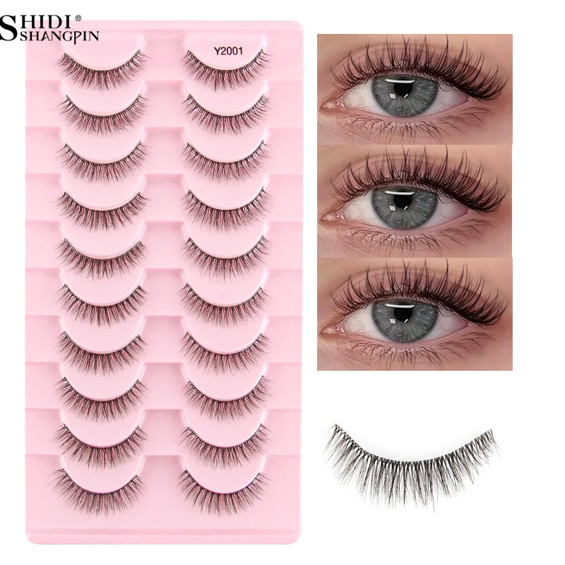 Falsche Wimpern, 3/10 Paar, 3D-Nerz, flauschig, natürlicher Look, künstliche Wimpernverlängerungen, transparentes Band für Cosplay, Faux Cils, Make-up, Hotselling