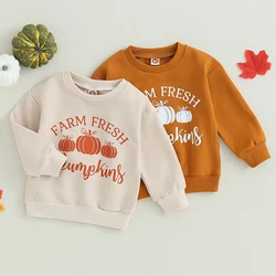 2023-07-16 Lioraitiin 0-5Years Kids Boy Girl Sweatshirt Long Sleeve Crew Neck Letters Pumpkin Print Hoodie Halloween Clothes