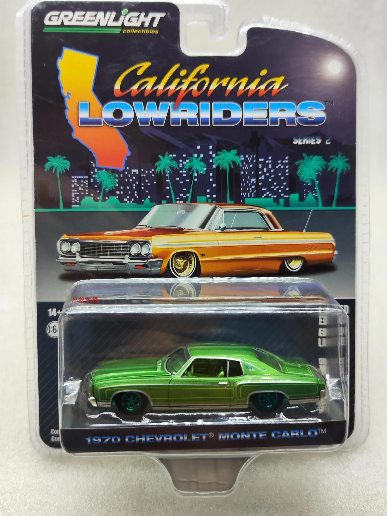 

1: 64 Калифорния низкая лежачая Серия 2-1970 Chevrolet Monte Carlo - Green машина коллекция моделей автомобилей