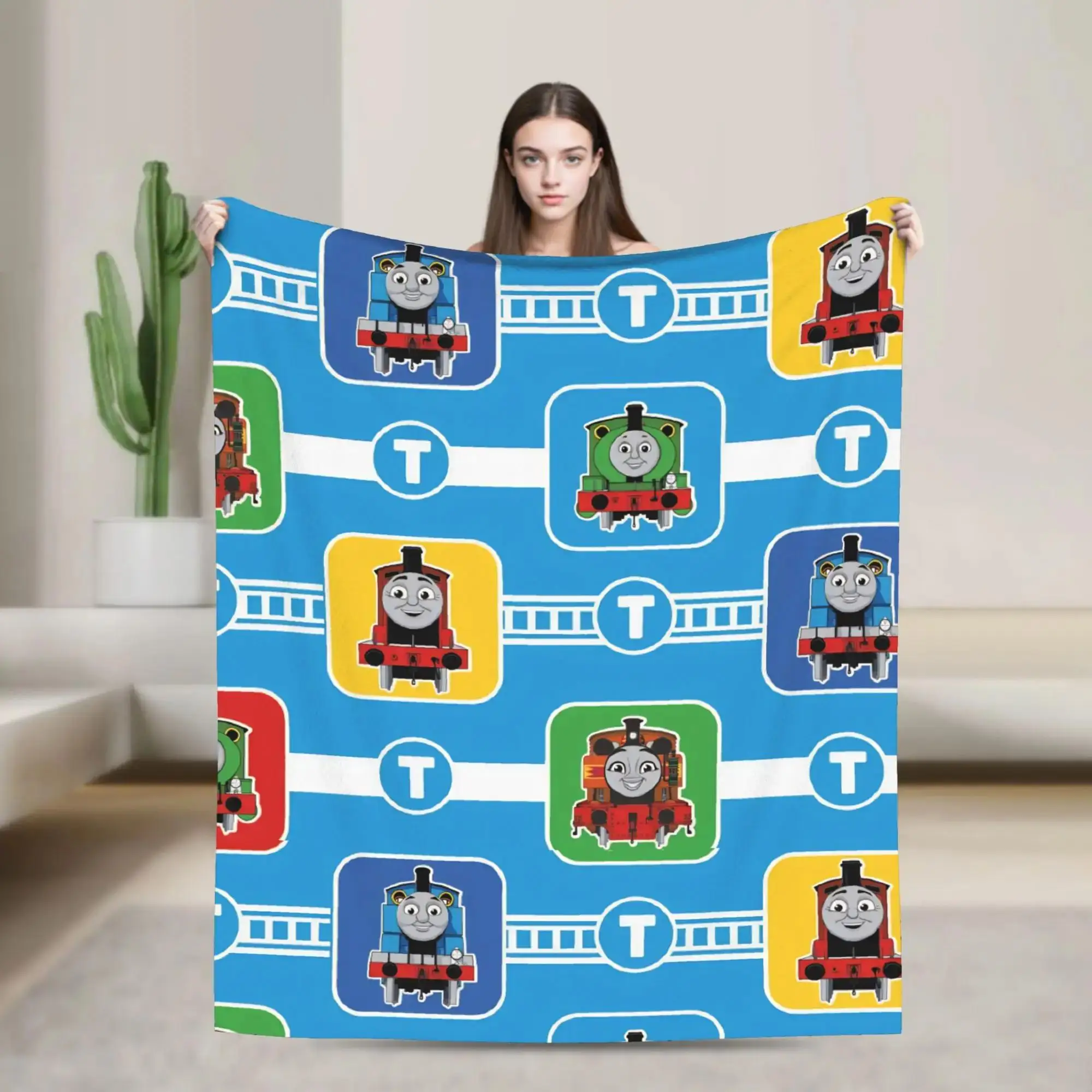 

TThomas The Train Friends Soft Plush Throw Blanket Fun Flannel Couch Cover for Bed Sofa Camping
