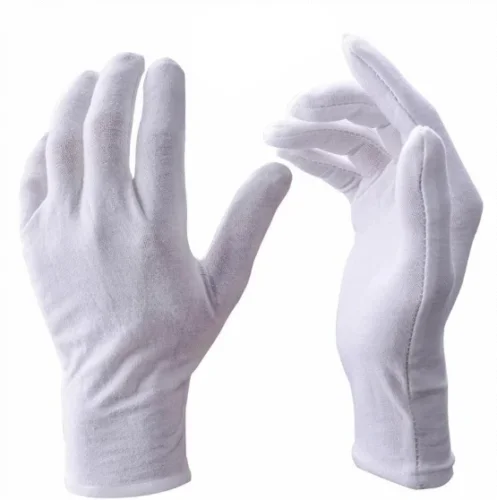 1Pair White Cotton Gloves For Dry Hands Moisturizing Eczema Inspection Thicken Work Gloves Washable Stretchable Cloth Gloves