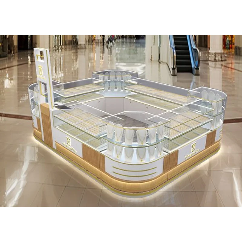 customized.High End Mall Kiosk Jewelry Luxury Jewellery Island Cabinet Design Wooden Jewelry Display Jewelry Showcase D