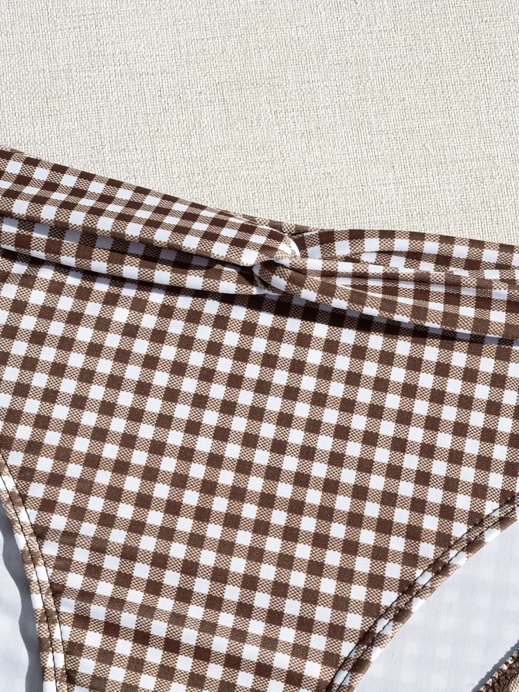 Bikini donna costume da bagno 2026 nuovo solido reticolo fionda bikini set sexy vita alta costumi da bagno estate 2 pezzi costume da bagno da spiaggia femminile