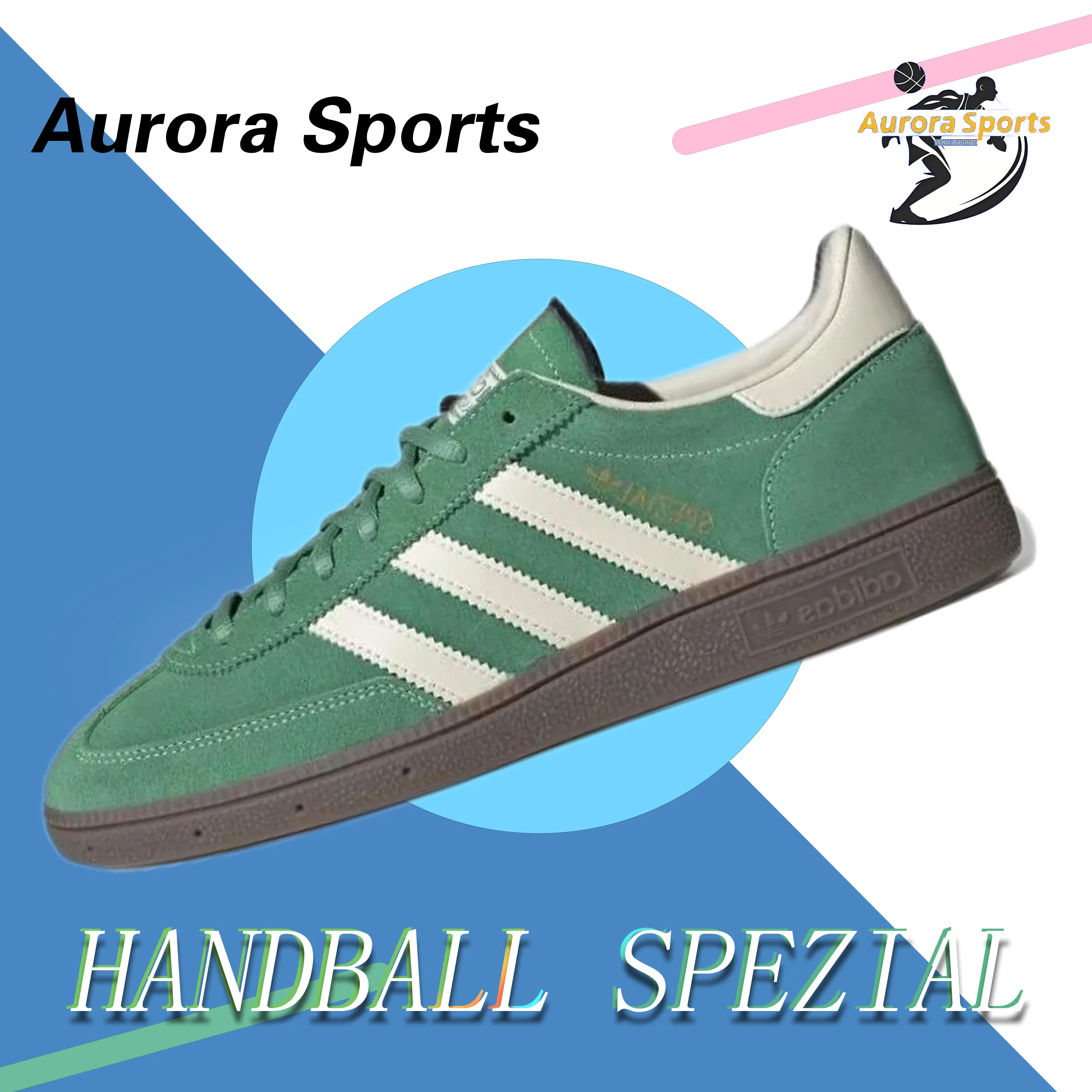 Adidas Originals color blanco verde HANDBALL ESPECIAL clásico versátil resistente al desgaste antideslizante casual zapatos de tabla baja