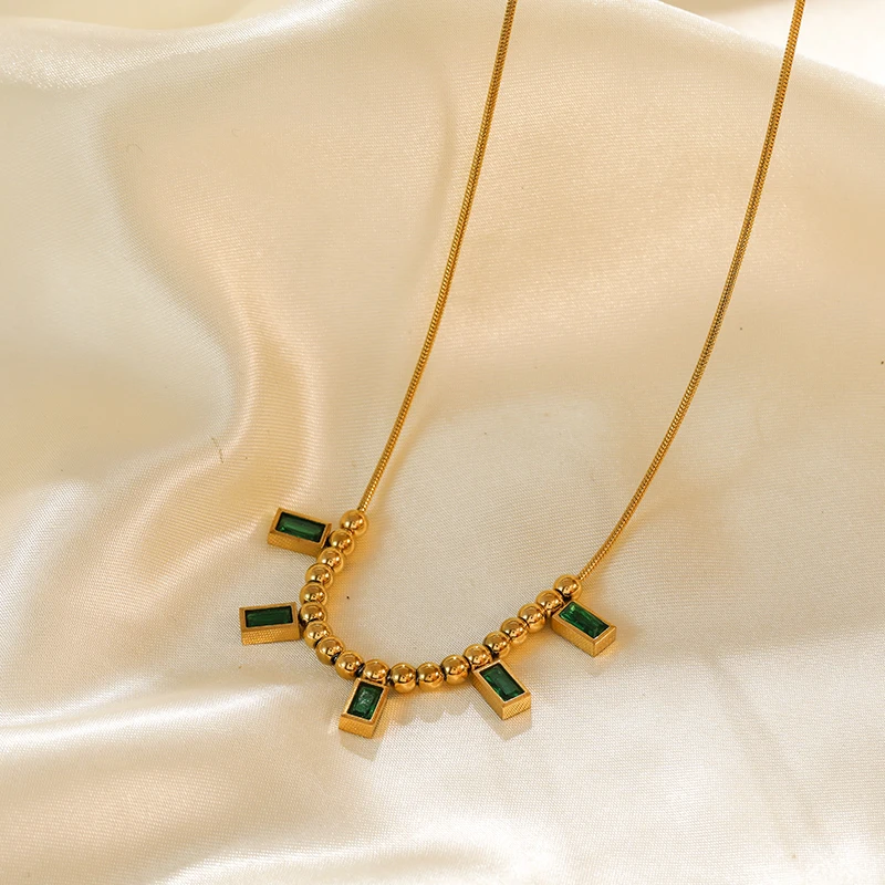 EILIECK 316L Stainless Steel Colorful Zircon Pearl Pendant Necklace For Women Girl Fashion Waterproof Neck Chain Jewelry Gift