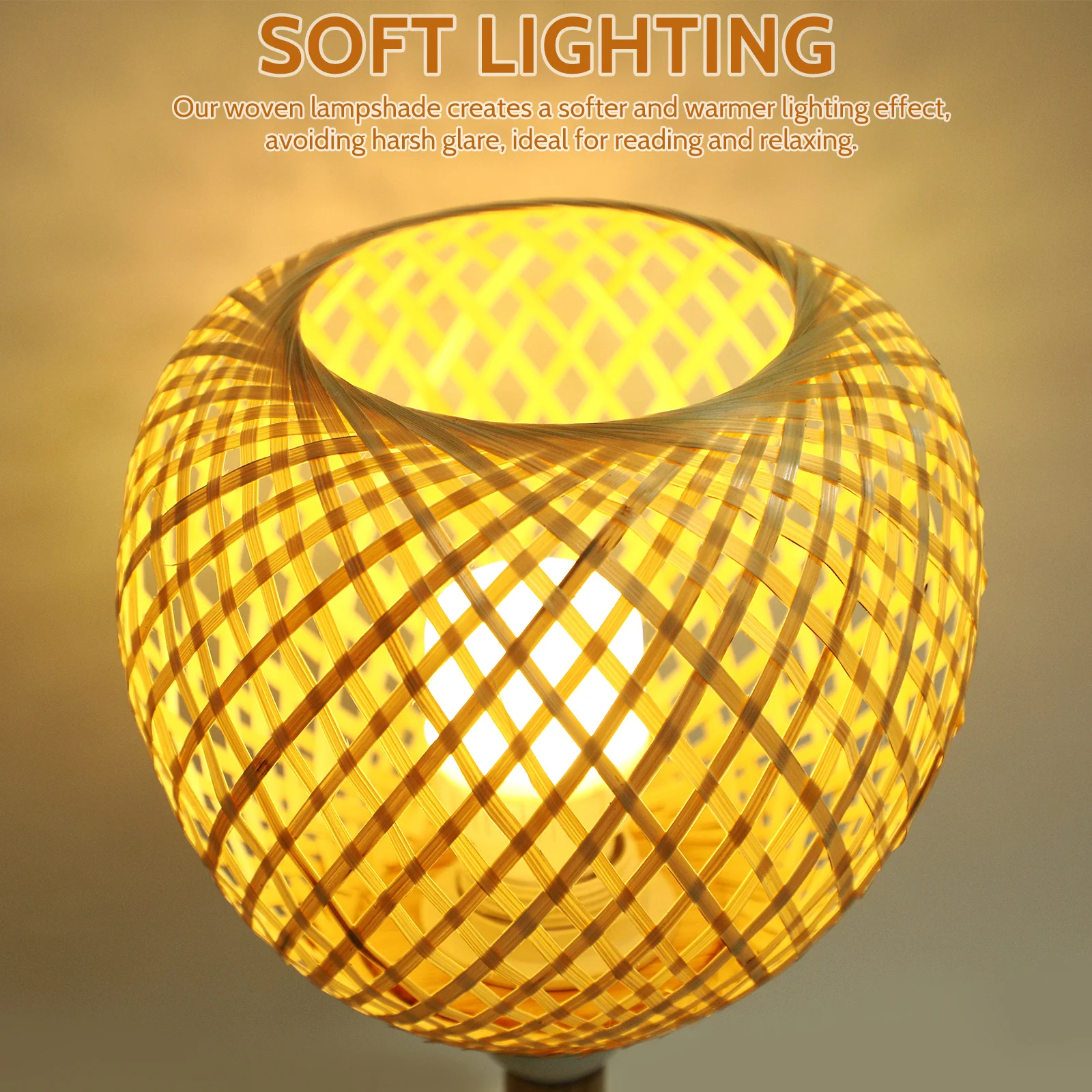 

Bamboo Woven Lampshade Rattan Pendant Vintage Simple Light Replacement Ceiling Handmade Soft Lighting Wide Compatibility