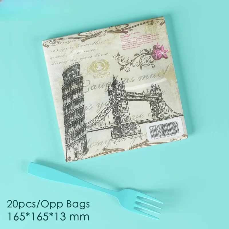 New Leaning Tower Hanging Bridge Scenic Printed Napkins Party Table Decoration Paper Placemats Butterfly Bone Bartlett Paper